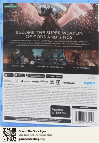 Doom: The Dark Ages PlayStation 5, Australia box back