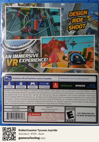 RollerCoaster Tycoon Joyride PlayStation 4, NTSC box back