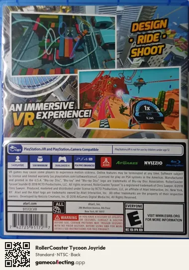 RollerCoaster Tycoon Joyride PlayStation 4, NTSC box back