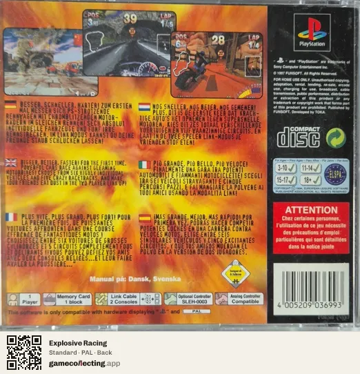 Explosive Racing PlayStation, PAL box back