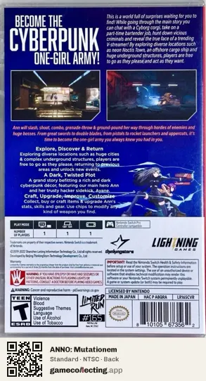 ANNO: Mutationem Nintendo Switch, NTSC box back