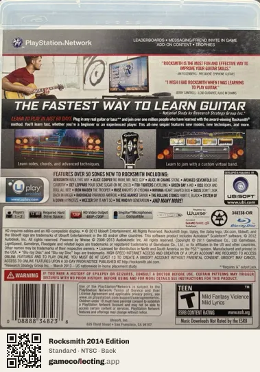 Rocksmith 2014 Edition PlayStation 3, NTSC box back
