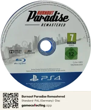 Burnout Paradise Remastered PlayStation 4, PAL disc
