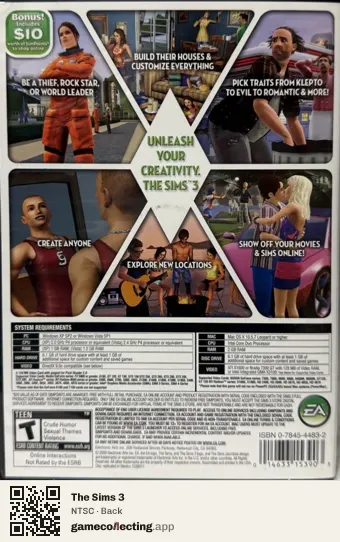 The Sims 3 Computer, NTSC box back