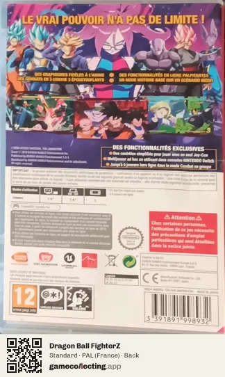 Dragon Ball FighterZ Nintendo Switch, France box back
