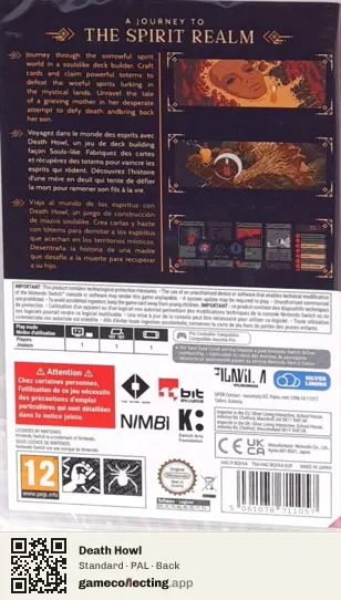 Death Howl Nintendo Switch, PAL box back