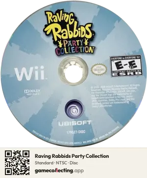 Raving Rabbids Party Collection Nintendo Wii, NTSC disc