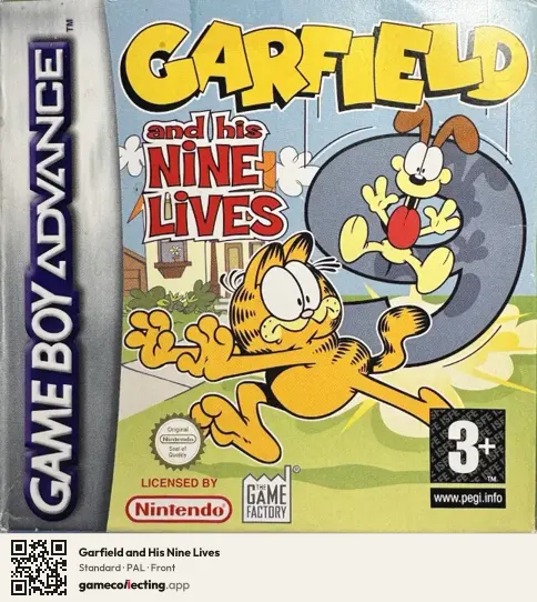 Garfield and His Nine Lives Game Boy Advance, PAL box front