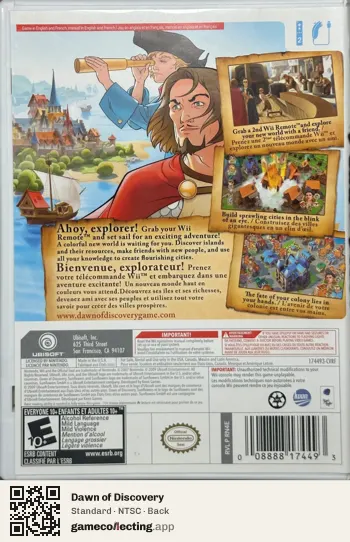 Dawn of Discovery Nintendo Wii, NTSC box back