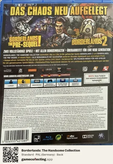 Borderlands: The Handsome Collection PlayStation 4, Germany box back