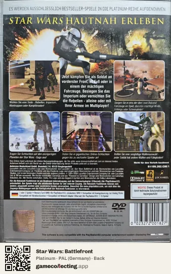 Star Wars: Battlefront PlayStation 2, Germany box back
