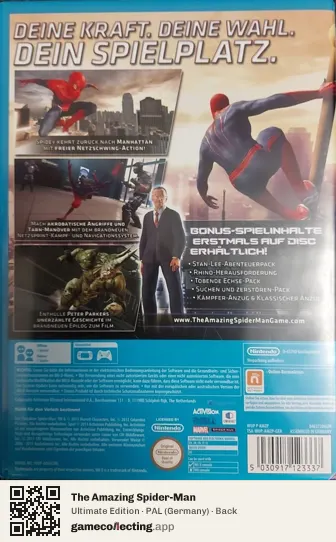 The Amazing Spider-Man Nintendo Wii U, Germany box back