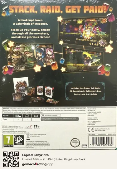 Lapis x Labyrinth Nintendo Switch, United Kingdom box back