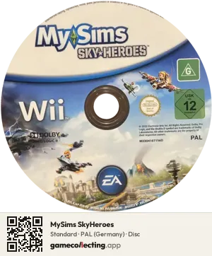 MySims SkyHeroes Nintendo Wii, PAL disc