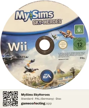 MySims SkyHeroes Nintendo Wii, PAL disc