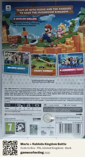 Mario + Rabbids Kingdom Battle Nintendo Switch, United Kingdom box back