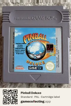 Pinball Deluxe Game Boy, PAL cartridge label