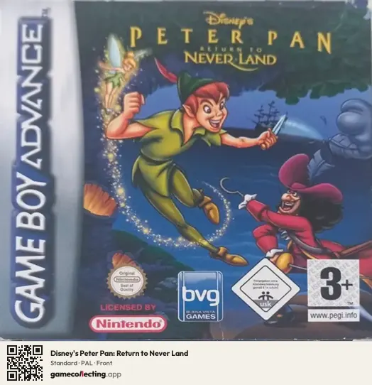 Disney's Peter Pan: Return to Never Land Game Boy Advance, PAL box front