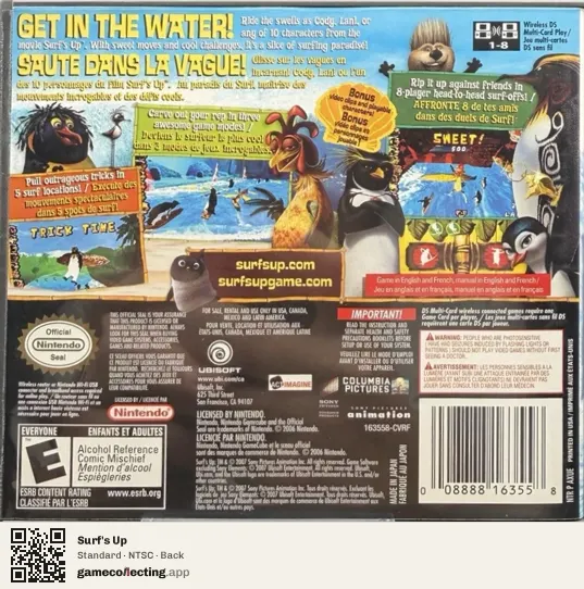Surf's Up Nintendo DS, NTSC box back