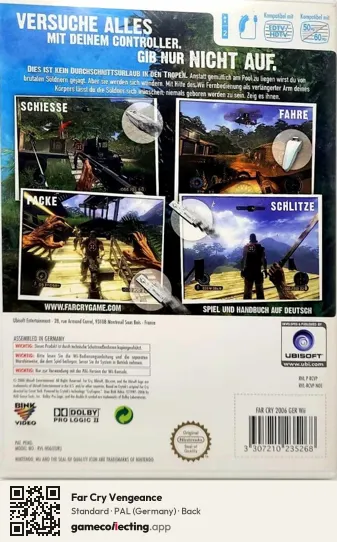 Far Cry Vengeance Nintendo Wii, Germany box back