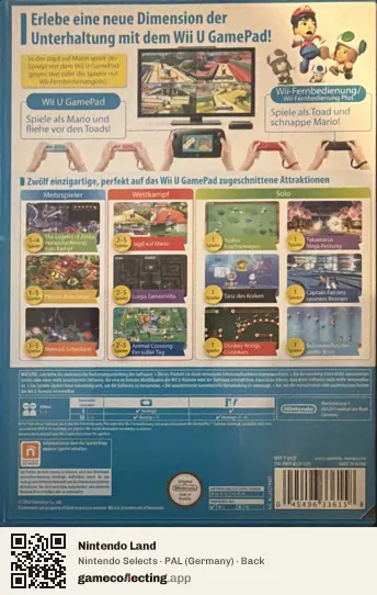 Nintendo Land Nintendo Wii U, Germany box back