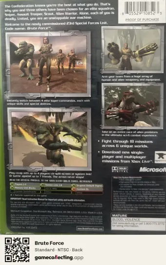 Brute Force Xbox, NTSC box back