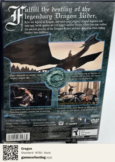 Eragon PlayStation 2, NTSC box back