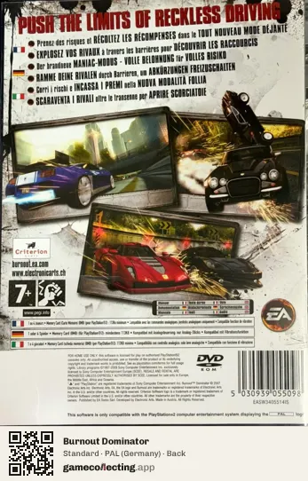 Burnout Dominator PlayStation 2, Germany box back