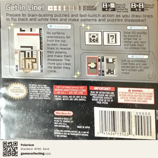 Polarium Nintendo DS, NTSC box back