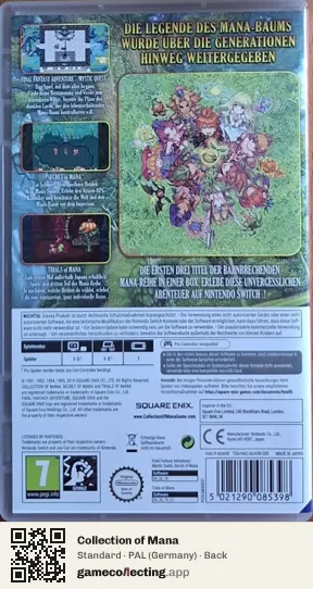 Collection of Mana Nintendo Switch, Germany box back