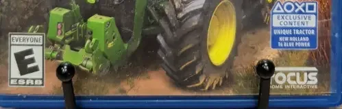 Farming Simulator 19, the ESRB box on its front