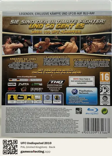 UFC Undisputed 2010 PlayStation 3, United Kingdom box back