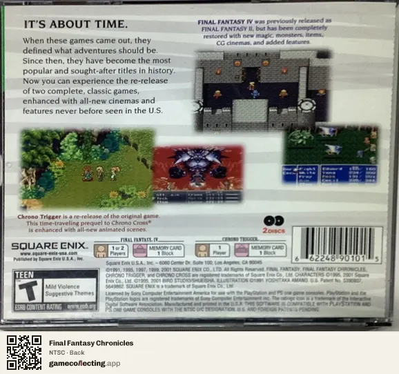 Final Fantasy Chronicles PlayStation, NTSC box back