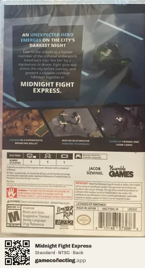 Midnight Fight Express Nintendo Switch, NTSC box back