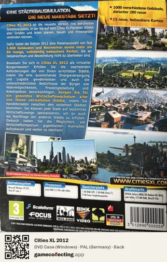 Cities XL 2012 Computer, Germany box back