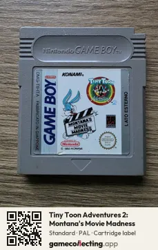 Tiny Toon Adventures 2: Montana's Movie Madness Game Boy, PAL cartridge label