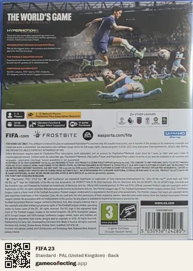 FIFA 23 PlayStation 5, United Kingdom box back