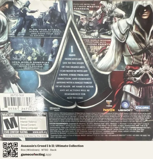 Assassin's Creed I & II: Ultimate Collection Computer, NTSC box back
