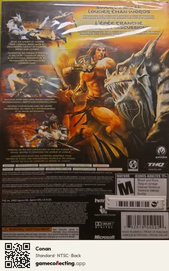 Conan Xbox 360, NTSC box back