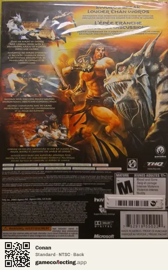 Conan Xbox 360, NTSC box back