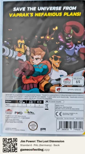 Jim Power: The Lost Dimension Nintendo Switch, Germany box back