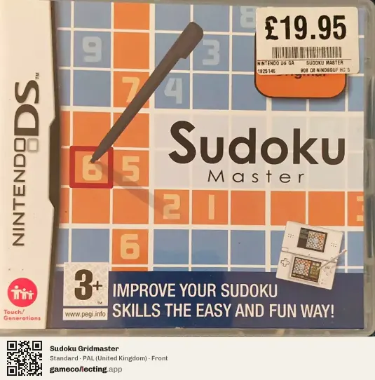 Sudoku Gridmaster Nintendo DS, United Kingdom box front