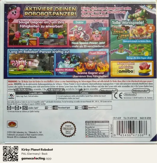 Kirby: Planet Robobot Nintendo 3DS, Germany box back