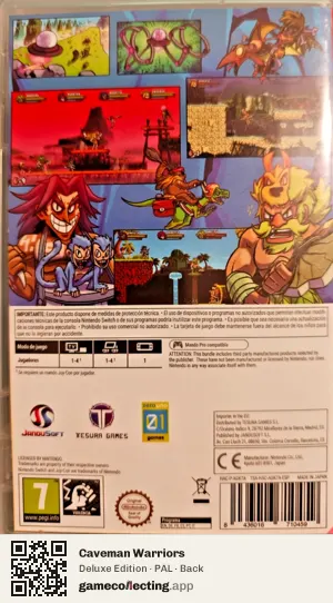 Caveman Warriors Nintendo Switch, PAL box back