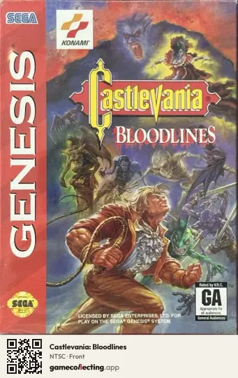 Castlevania: Bloodlines Sega Mega Drive / Genesis, NTSC box front