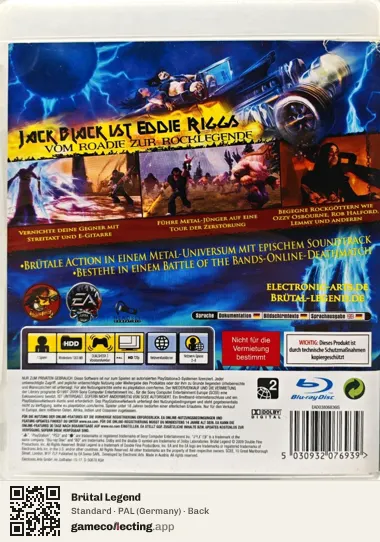 Brütal Legend PlayStation 3, Germany box back
