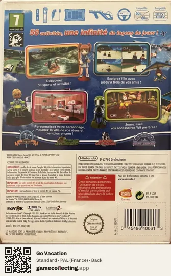 Go Vacation Nintendo Wii, France box back