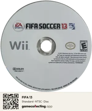 FIFA 13 Nintendo Wii, NTSC disc