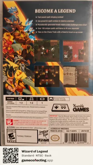 Wizard of Legend Nintendo Switch, NTSC box back