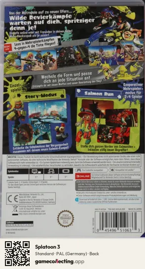 Splatoon 3 Nintendo Switch, Germany box back